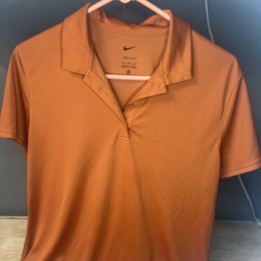 Men’s Nike Dry Fit Collared Polo Tshirt Burnt Orange Size Large